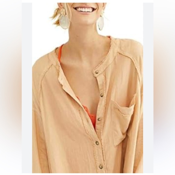 FREE PEOPLE WE THE FREE BOHO BUTTON UP - Picture 2 of 10